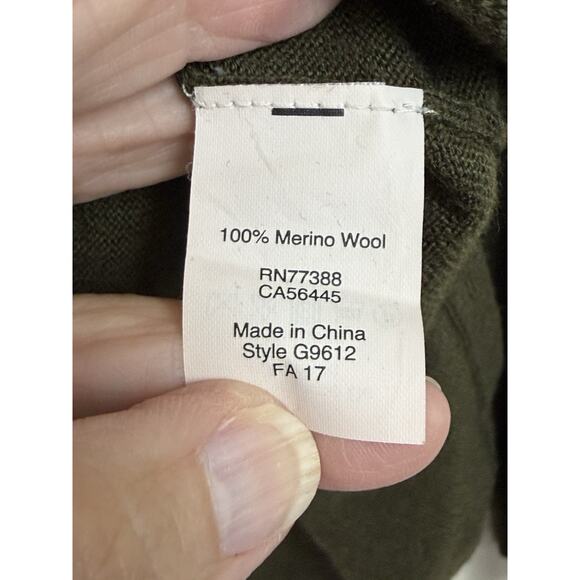 Madewell 100% Merino Wool Sweater Women's Size M Green Lightweight 3/4 Sleeve - Picture 12 of 12